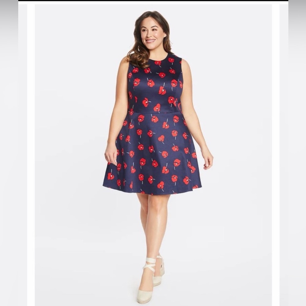 NWT Draper James Navy Dress with Red Poppies